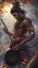 War-drum prayers shimmer through autumn smoke and sunlight