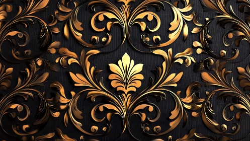 Metallic baroque foliage motif forms repeating raised relief