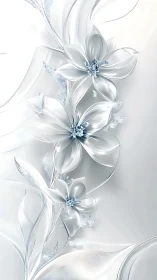 Translucent Triple-Petal Botanical Forms with Crystalline Luminescence.