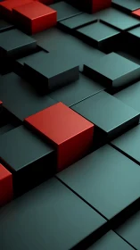 Red and black 3D cubes form a sleek geometric surface