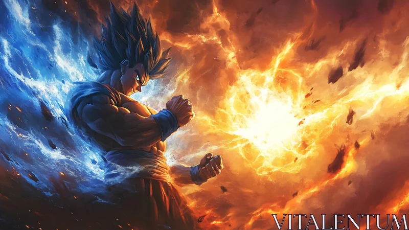 Saiyan storm forged in colliding fire and frozen light.