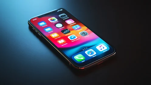 Neon-Soaked Device: Rainbow App Ecosystem on Glass.