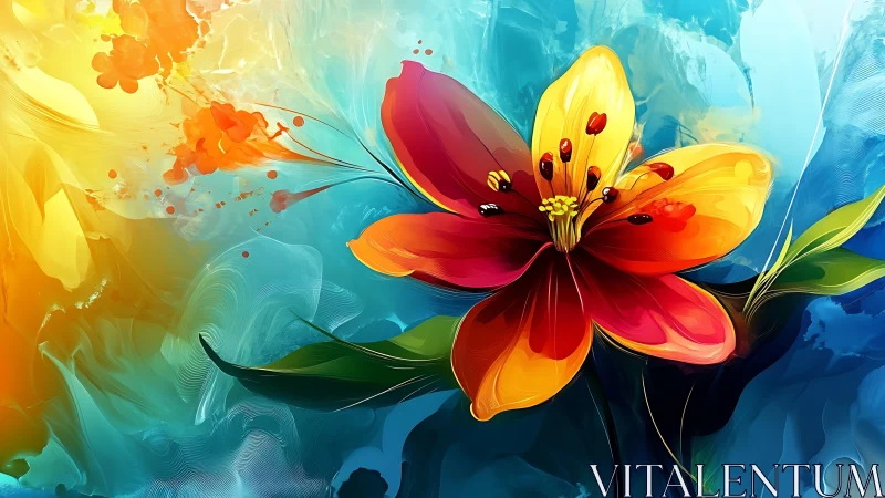 Large gradient flowers with volumetric atmospheric effects rendered digitally.