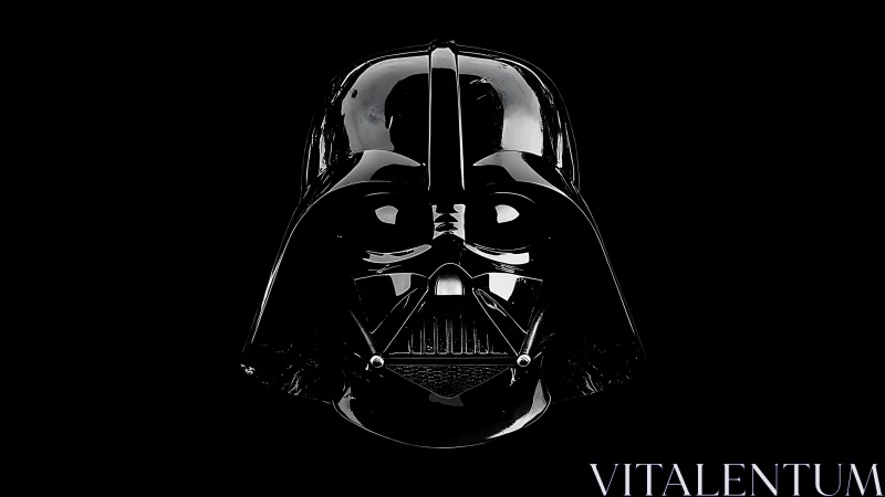 Symmetric glossy black helmet render with high contrast specular highlights