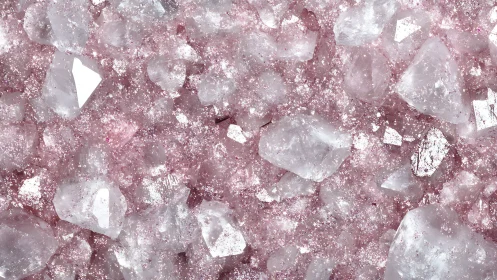 Pink crystalline mineral texture with rough translucent facets.