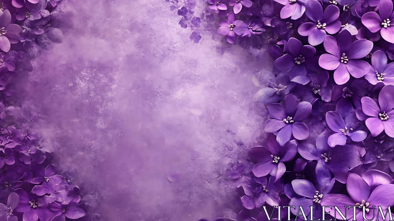 Purple Flowers Against Textured Lavender Background