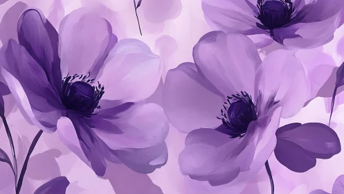 Ethereal Purple Florals with Layered Depth and Soft Translucent Petals