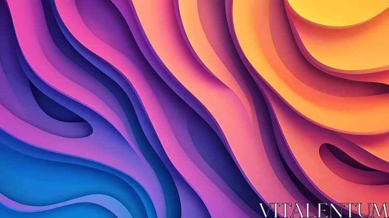 Vibrant layered gradient waves in abstract digital artwork.
