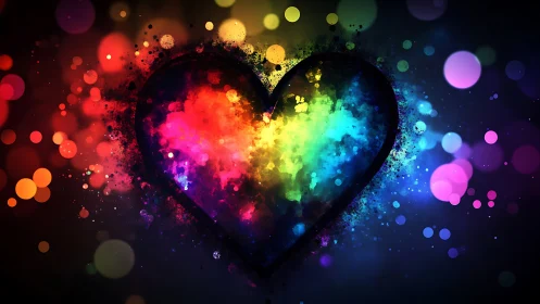 Radiant Heart Glows with Vibrant Rainbow Colors
