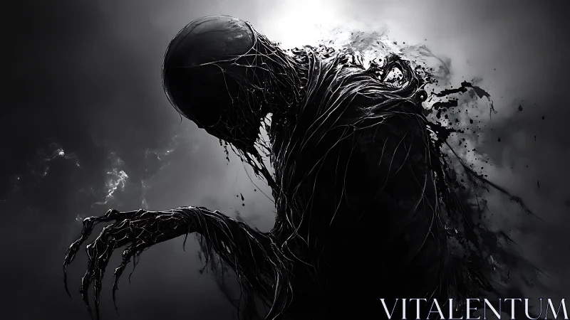 Nocturnal void entity woven from liquid shadow filaments.