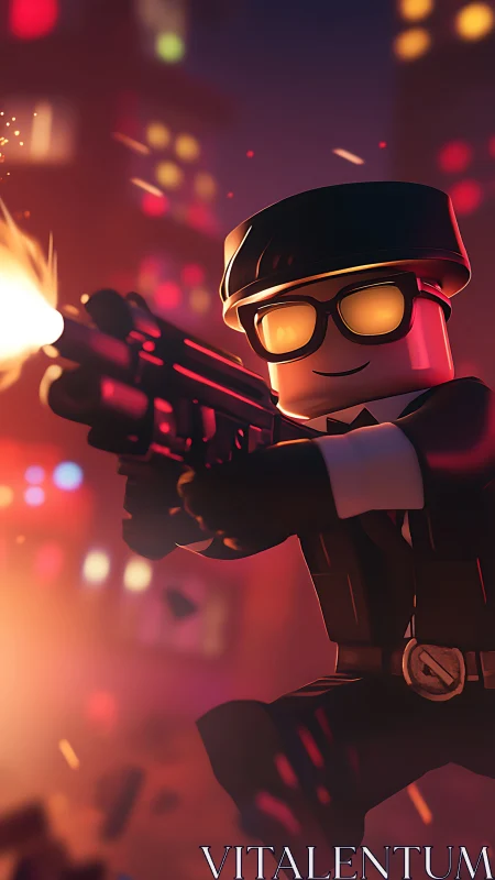 Toy-town night raid erupts as blocky agent blazes forward