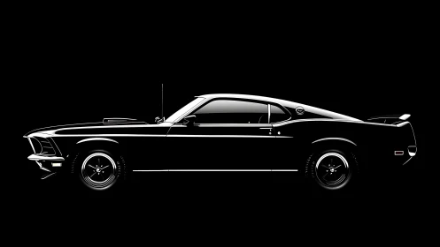 Midnight muscle car silhouette with timeless street swagger.