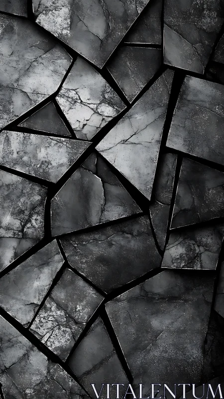 Layered cracked stone shards create a dark abstract mosaic.