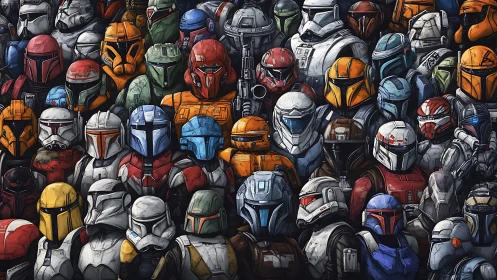 Helmets hum together as a galaxy of warriors crowds close