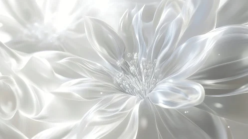 Rendered translucent white flower with detailed central stamens