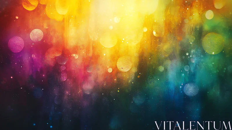 Iridescent bokeh orbs drifting through a radiant color veil.