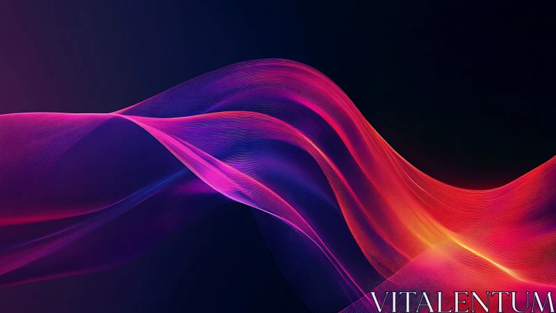 Colorful digital waveforms curve across a dark gradient background