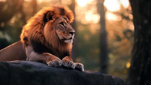 Sunlit monarch lounges on stone, listening to the forest hush