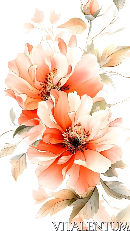 Large Peach-Coral Flowers with Translucent Petals.