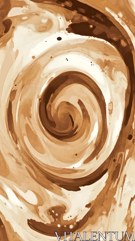 Caramel coffee swirl flows in a warm abstract vortex