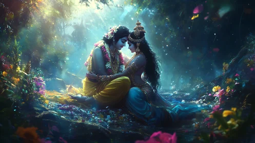 Luminous Devotion: Gods in Bioluminescent Eden.