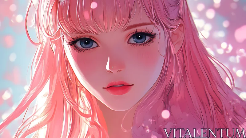 High-resolution anime portrait with luminous pink chroma profile.