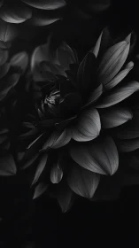 Dramatic black and white lotus blossom photographed in high contrast