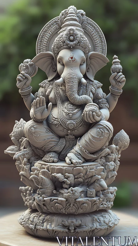 Intricately carved Ganesha idol with high-relief ornamental detailing