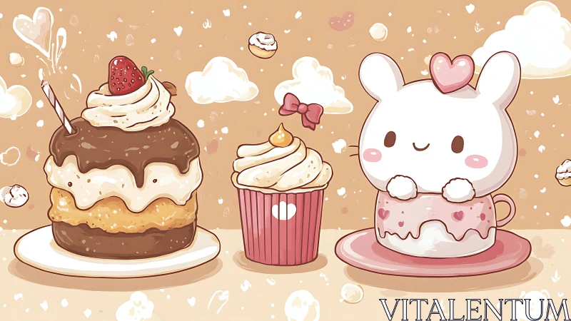 Whimsical Treats Unite: Towering Confections Meet Adorable Bunny Magic