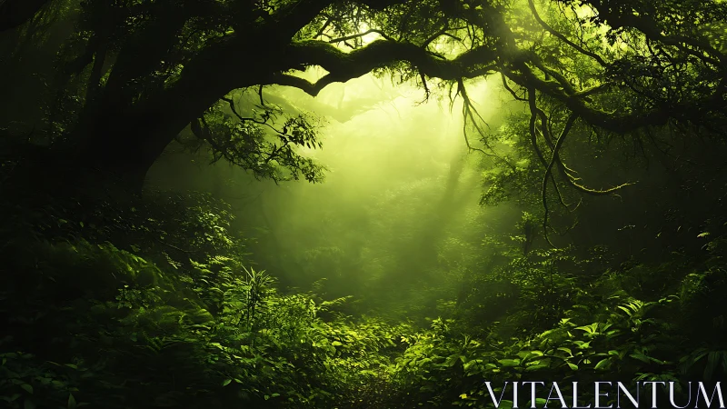 Ethereal Forest Sanctuary Bathed in Radiant Light.
