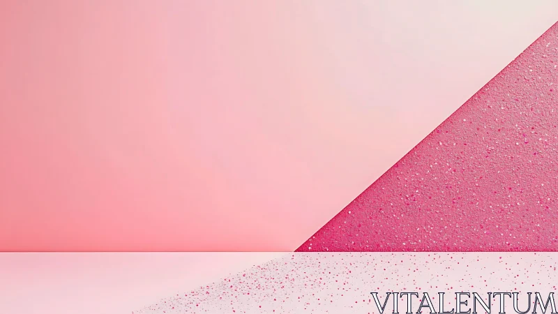 Pink gradient background incorporates textured geometric plane