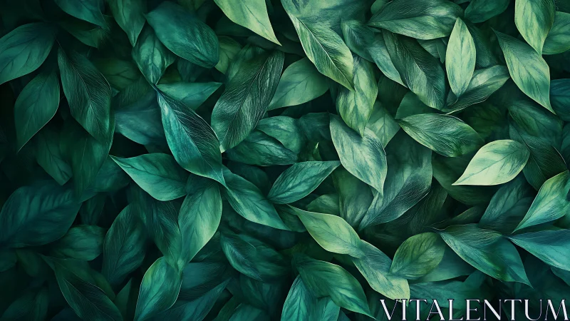Emerald botanical leaf pattern with layered organic textures.