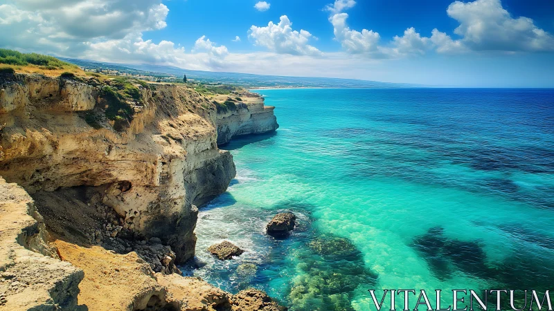 High limestone sea cliffs meet luminous turquoise Mediterranean waters