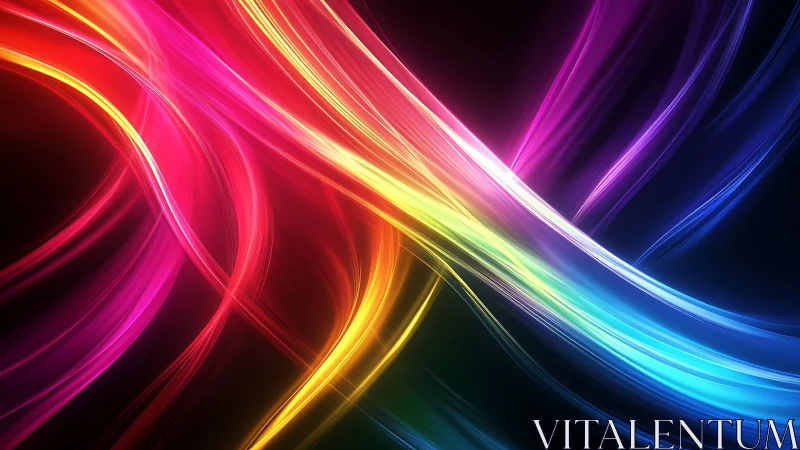 Spectral light trails forming intersecting chromatic wave ribbons