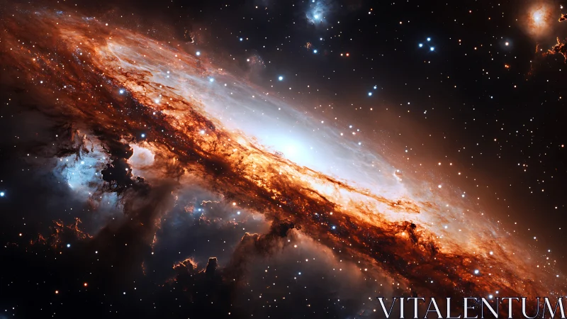 Spiral galaxy with bright core and dust lanes in deep space.