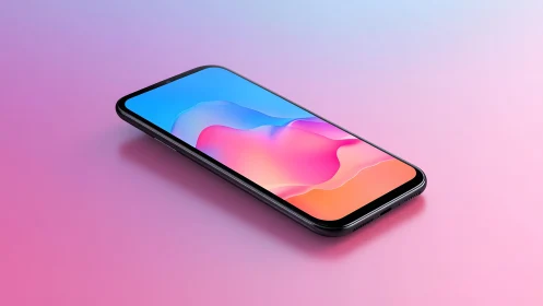 Modern smartphone on gradient background in minimalist digital style.