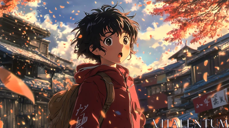 Autumn wonder in a quiet street of swirling leaves.