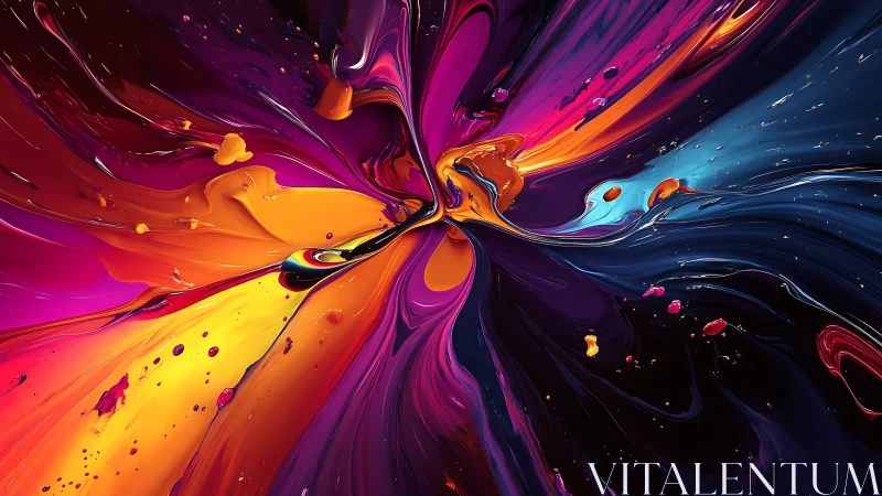 Radial liquid pigment turbulence forms high contrast chromatic vortex