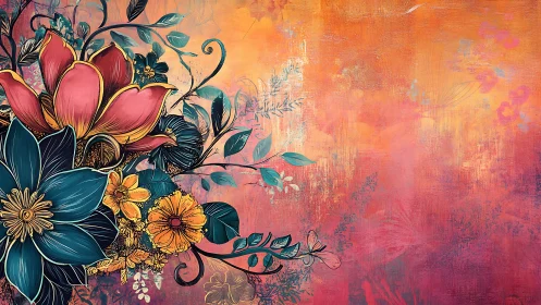 Floral daydreams spill boldly into a sunset-washed canvas