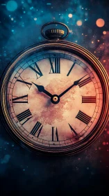 Glimmering vintage pocket watch rests between night and glow