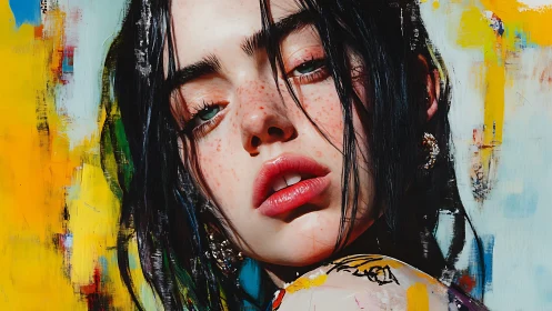 Tilted gaze drifts through paint-splashed electric daydreams