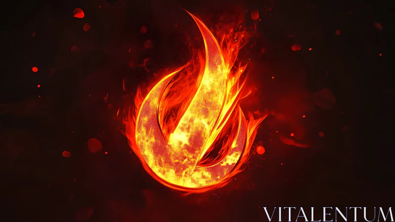 Fiery orb with dynamic flame trails against dark background