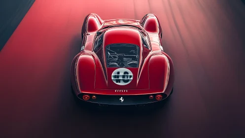 Red vintage race car rendered in sleek 3D detail.