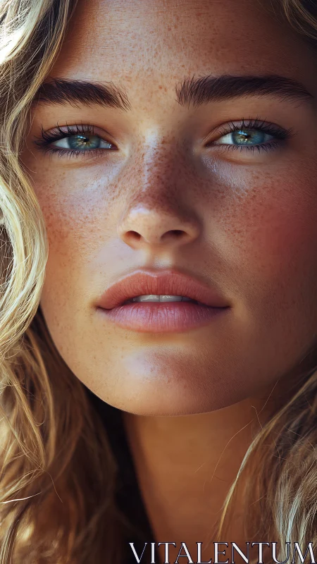 Sunlit freckles script stories across ocean-bright eyes