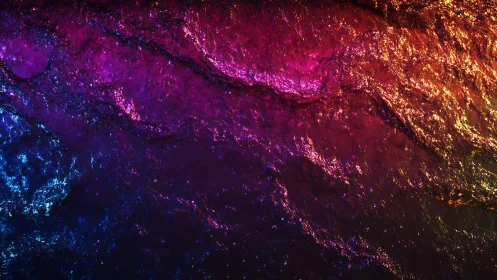 Iridescent abstract wave gradient in neon spectrum light.