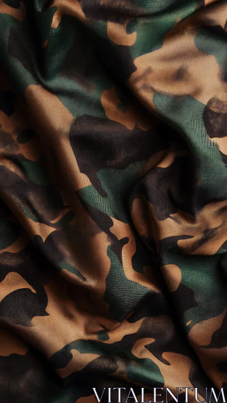 Layered Camouflage Fabric with Tactile Wrinkled Surface Detail