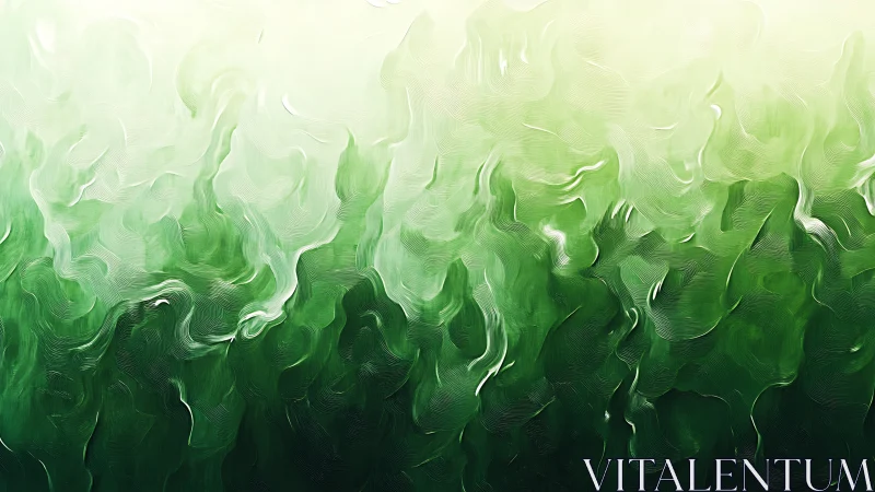 Verdant abstract waves rising into soft white light.