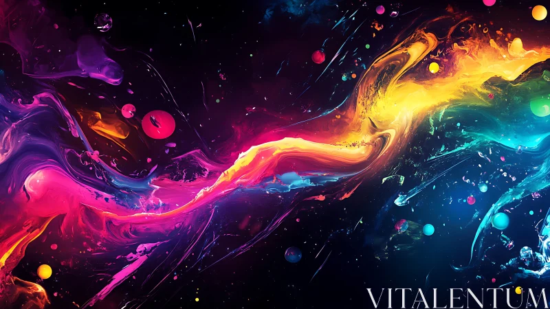 High-energy neon fluid dynamics stream across deep cosmic void