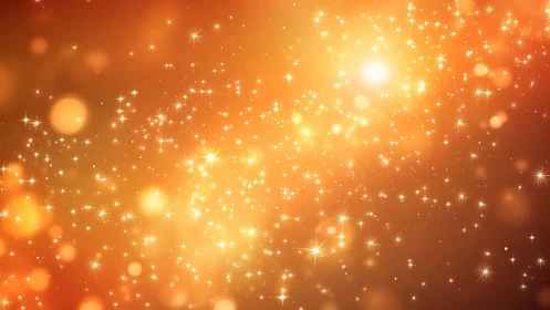 Golden bokeh starfield glows across a radiant abstract space