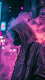 Neon ghostwalker in magenta vapor and masked midnight haze.